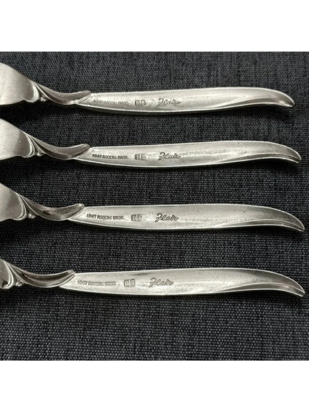 4 International Silver 1847 Rogers Bros FLAIR Silverplate Dinner Forks 1956